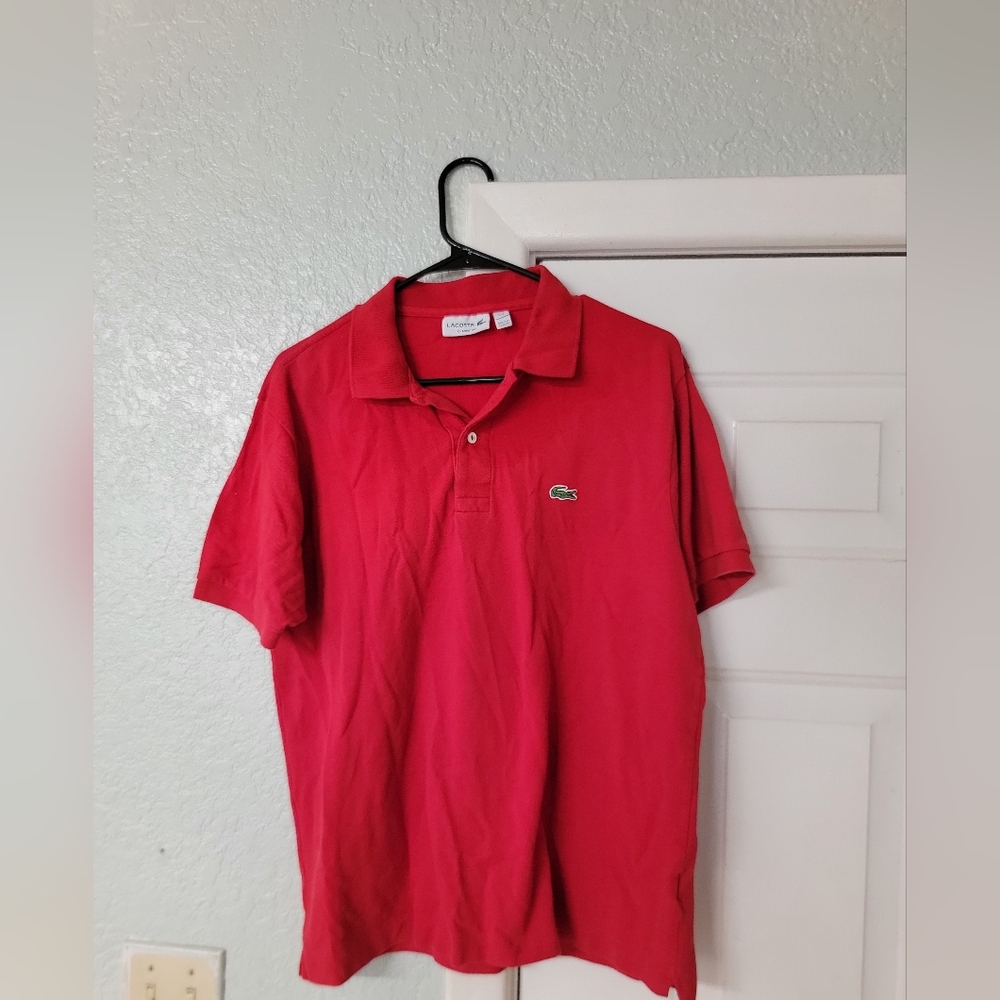 Lacoste Men's Red Polo Shirt Size In Fair Conditon Preppy Polo Eclectic Grandpa
